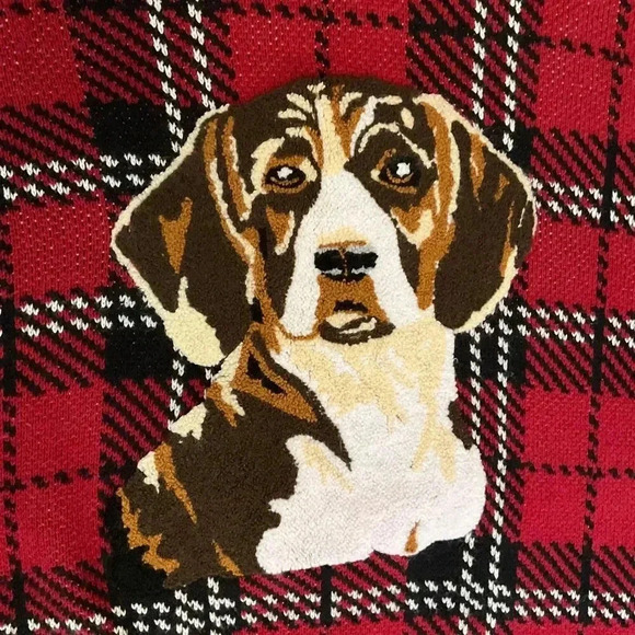 Urban Outfitters‎ Red Oversized Retro Sweater With Dog Patch Size Small - Picture 2 of 7